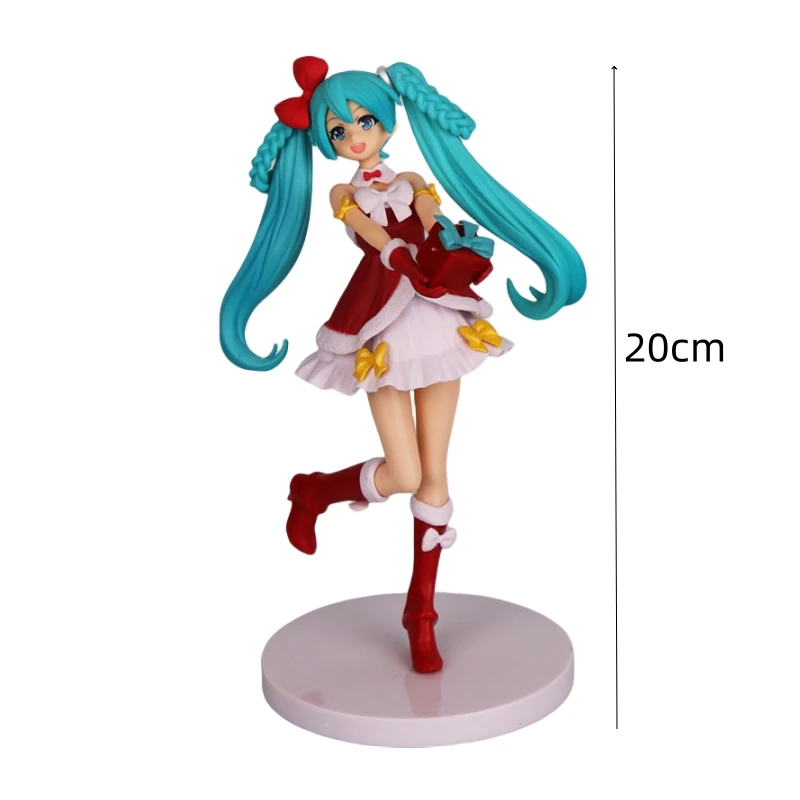 Nuevo tema navideño Hatsune Miku figura sosteniendo un regalo en la mano muñeca de decoración hecha a mano de Anime de escritorio para regalo de colección de Fans