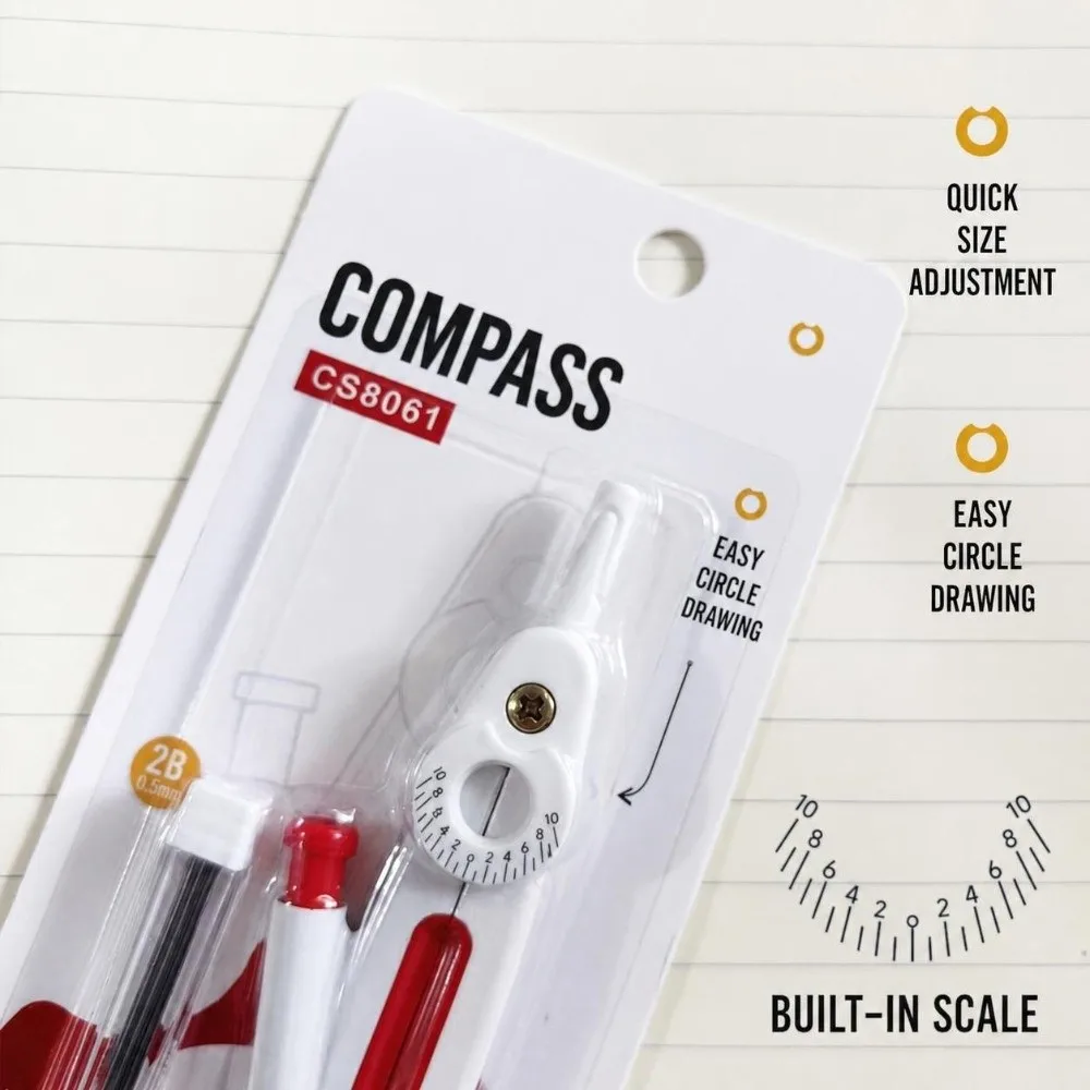Digital Display Compass with Built-in Scale with Replacement Pencil Leads Drawing Compass Plastic Drawing Circles Tool