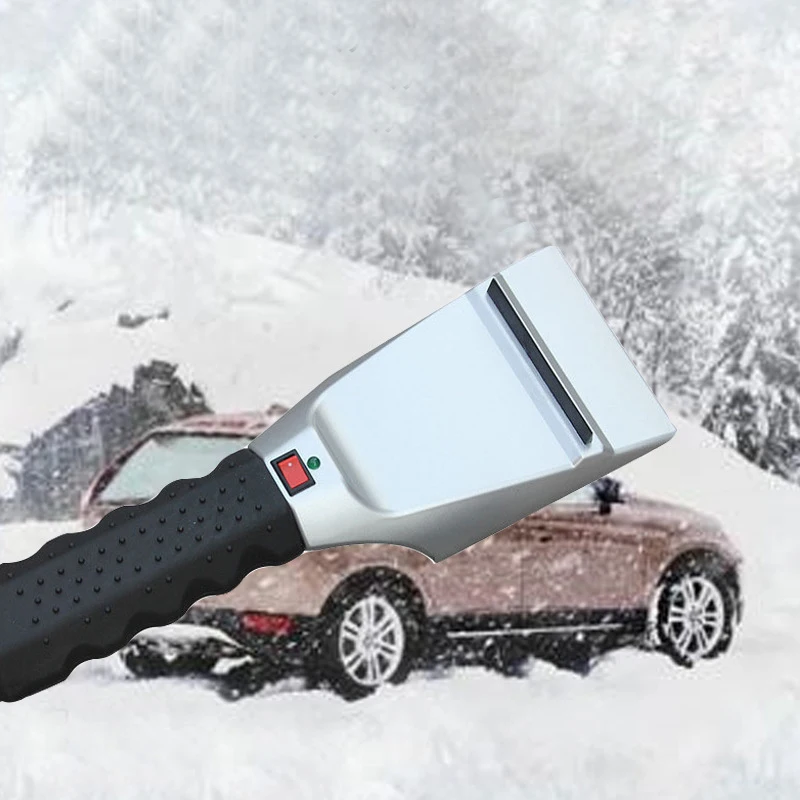 EAFC Car Ice Scraper Snow Shovel Windshield Ice Glass Scraper Brush For Car 12V Winte Electric Heated Windshield Defrost Snow