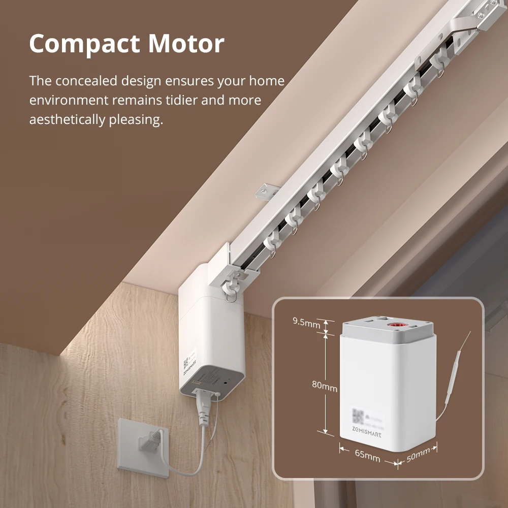 Zemismart Matter Over Thread Smart Motorized Curtain with Splicing Track Work with Homekit SmartThings Google Home Assistant