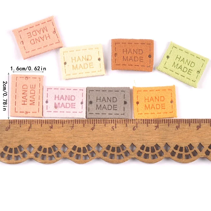 20Pcs 2x1.6cm PU Cloth Handmade Embossed Tags DIY Flag Label for Garment Sewing Accessories Multipurpose Clothing Tags