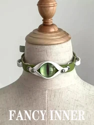 2024 New Y2K Vintage Personalized Pupil Eye Collar Punk Exaggerated Faux Leather Necklace Choker Jewelry for Women Girls New