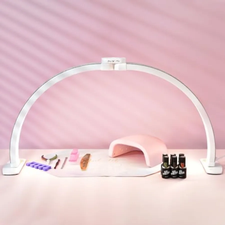 

29-дюймовая большая лампа для маникюра в форме полумесяца со стразами, 364 светодиода, 3 режима цвета, складная, с держателем для телефона