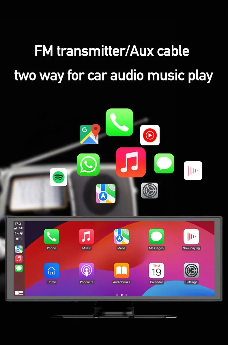 

11.26" Wireless CarPlay Android Auto Touch Screen, Plug & Play HD Car Monitor WiFi BT Airplay Universal Fit for Cars H518