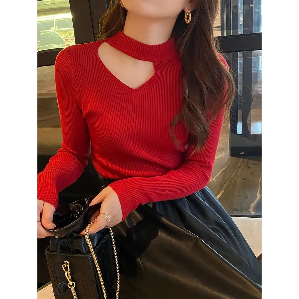 

Basic Hollow out Women's Sweater Slim Fit Autumn Winter Top Jump Sle 2025 Spring Faion Ladies Knitwear Other Material 00%