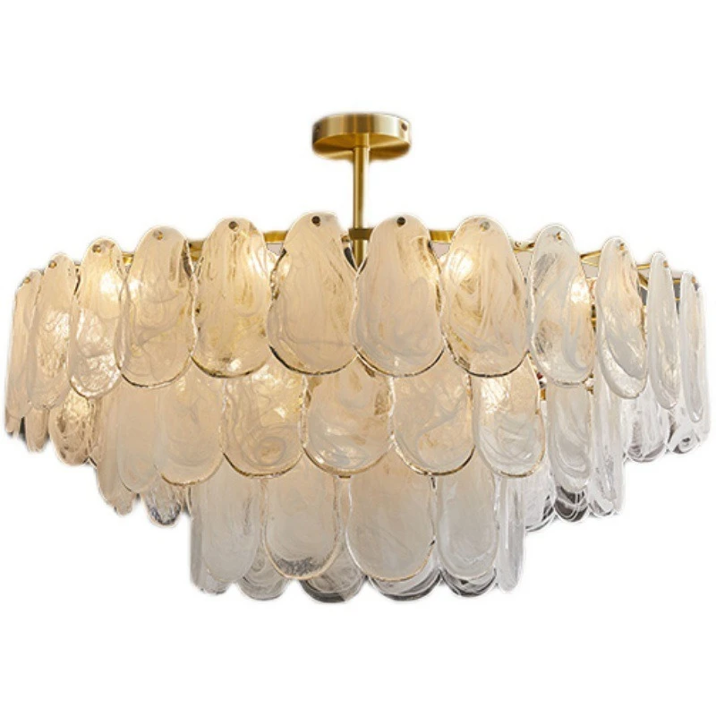 

Nordic all-copper living room chandelier French retro bedroom light luxury post-modern new lamp