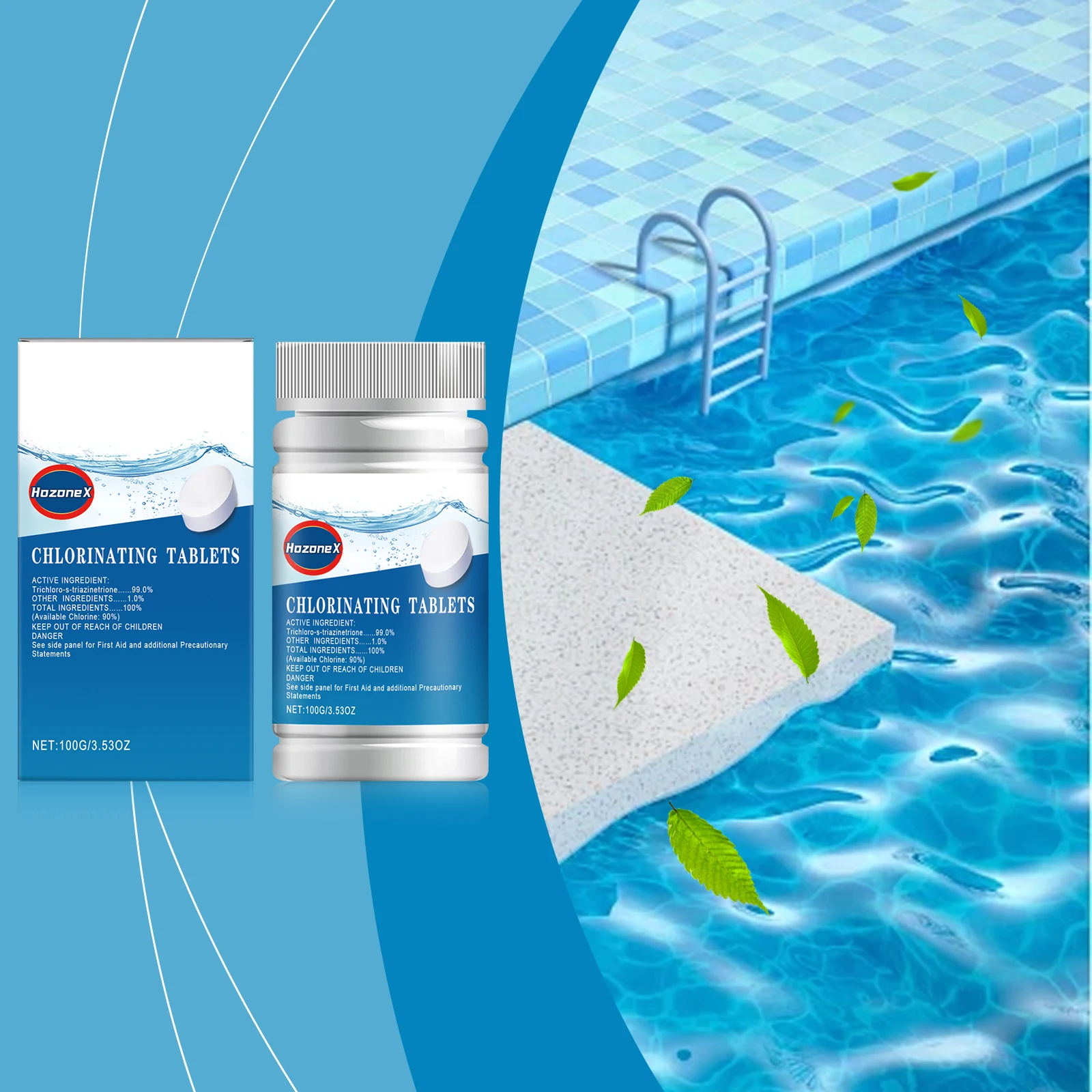 Effervescent Tablets Multi-functional Pool Tablets Maintain Clear, Fresh Water for Pleasant and Enjoyable Swimming.