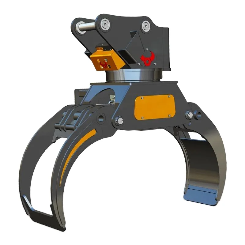 Excavator Log Grapple 6-9 Ton, Rotating Hydraulic Grab For Tree Removal And Land Clearing