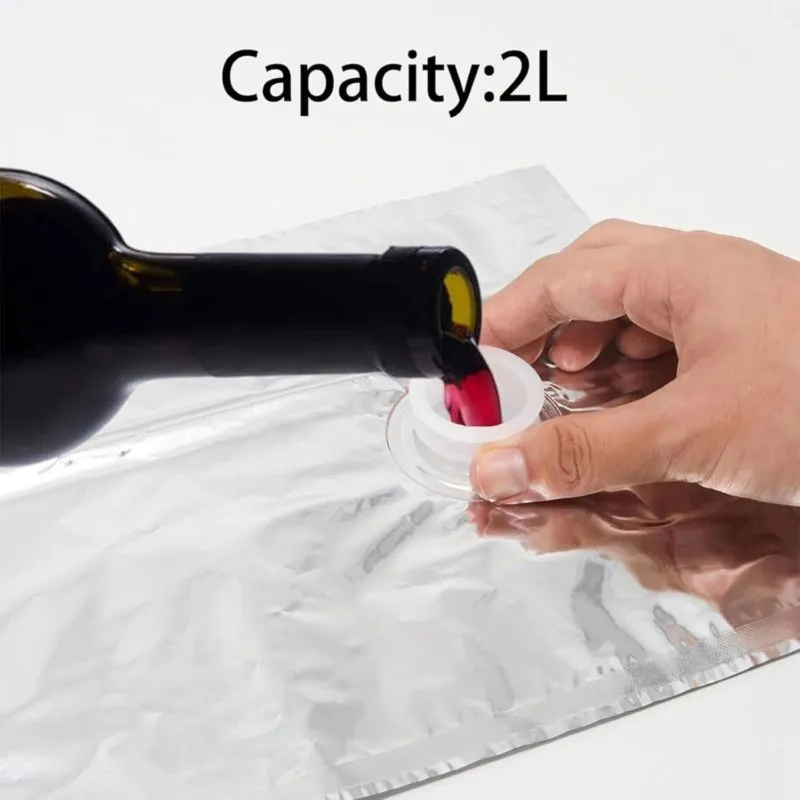 A23T 10Pcs 2L Leakproof Wine Replacement Pouches Aluminum Foil Drink Bladder Bags Refill for Purse Carriers Travel Party Camping