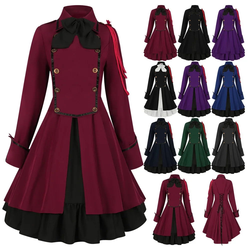 Court Princess Party Dress Plus Size 5XL Medieval Renaissance Gothic Lolita Dress Women Vintage Bowknot Ruffles Victorian Dress