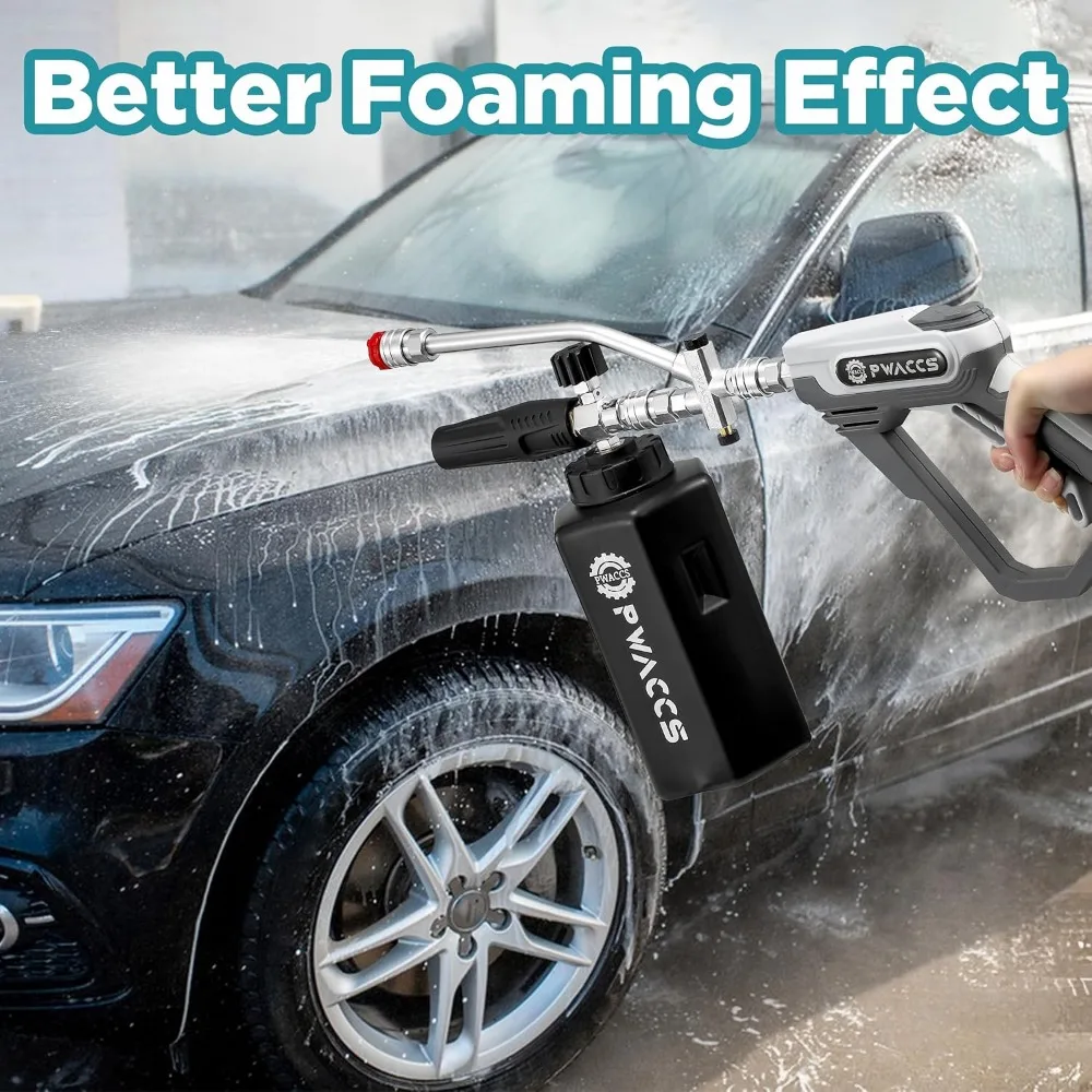 Pistola de espuma para lavadora de pressão com conector duplo, 4000 PSI, kit de lavagem de carro de 1,5L