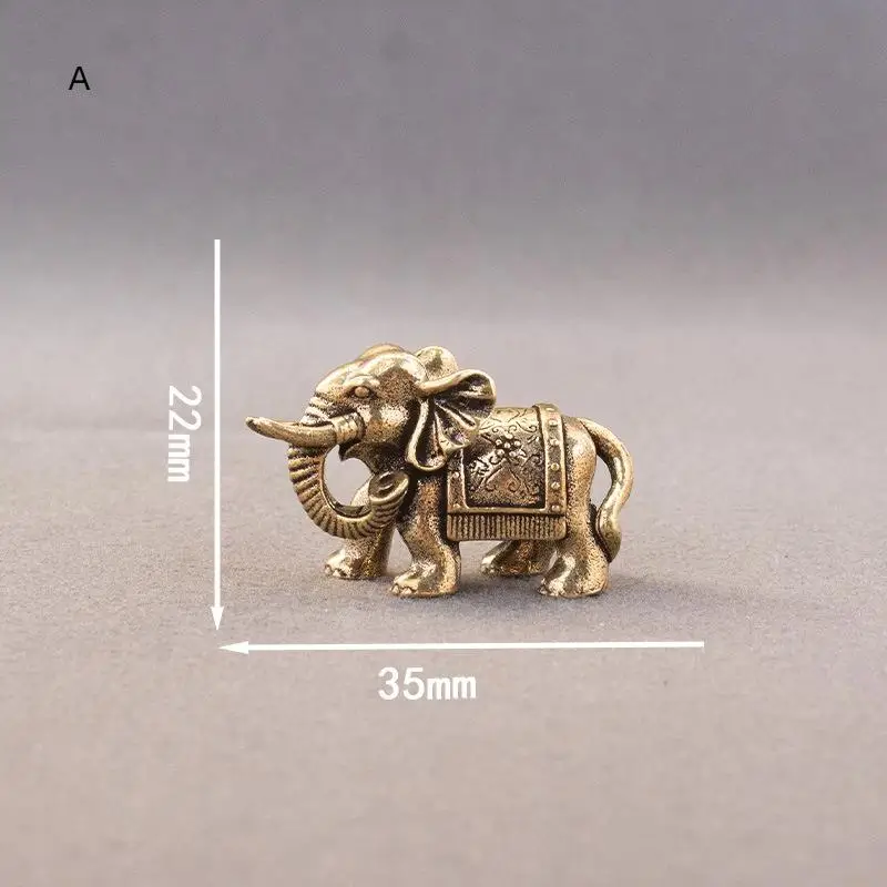 1pc Copper Lucky Elephant Small Ornaments Brass Blessing Elephant Miniature Figurine Antique Bronze Animal Statue