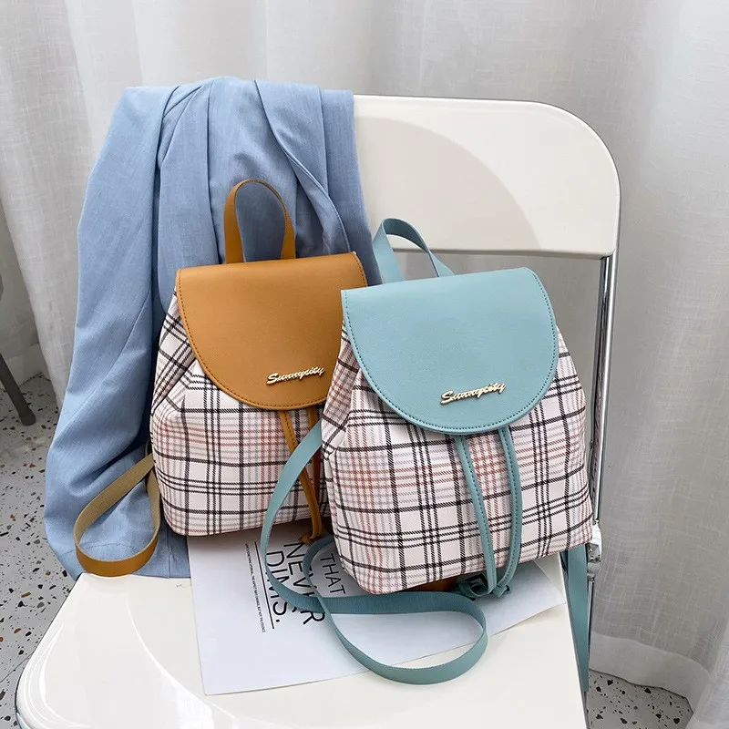 Ransel Wanita Tas Kecil Kulit PU Tas Tangan Motif Retro Dompet Ponsel Tas Sekolah Multifungsi Ransel Perjalanan Luar Ruangan