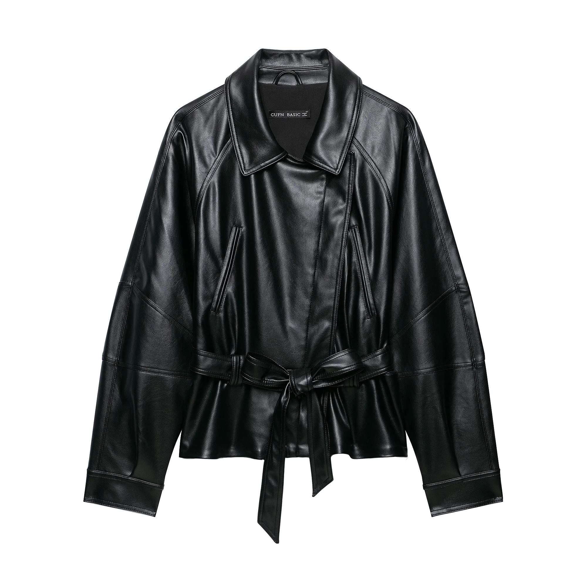 Jaqueta Feminina de Couro Sint - Formal Belt Leather Thin avaliação e preço