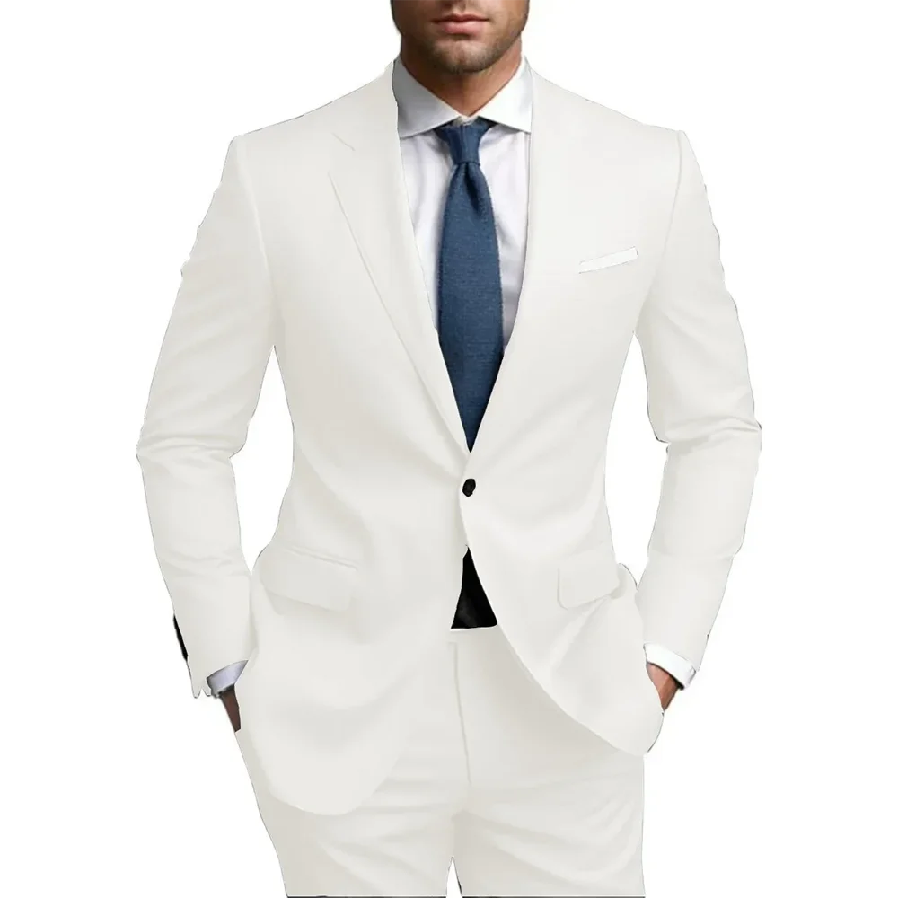 

Customized Formal Men's Suits Full Man 2 Piece Blazer And Pants Set Notched Lapel Gentleman Suits for Wedding Business