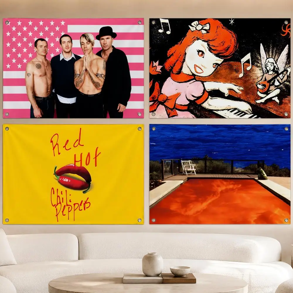 Rock Band R-Red Hot Chili Flags Fan Banner Tapestry Wall Hanging Garage BarDorm Camp Party Outdoor Home Decor Gift
