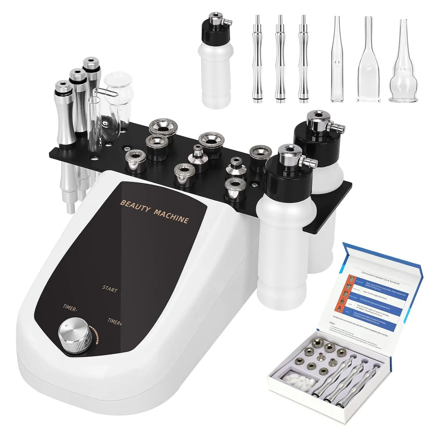 Diamond Machine 3 IN 1 Dermabrasion Facial Machine Suction Power Professional Diamond Glow Facial Machine with Spray Kit Home