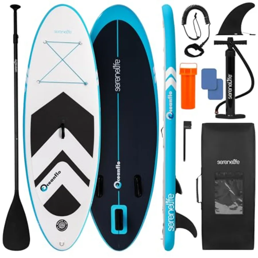 

inflatable SUP board for youth use PVC material blue color 30 wide stable design with non-slip EVA deck pad single-action pump