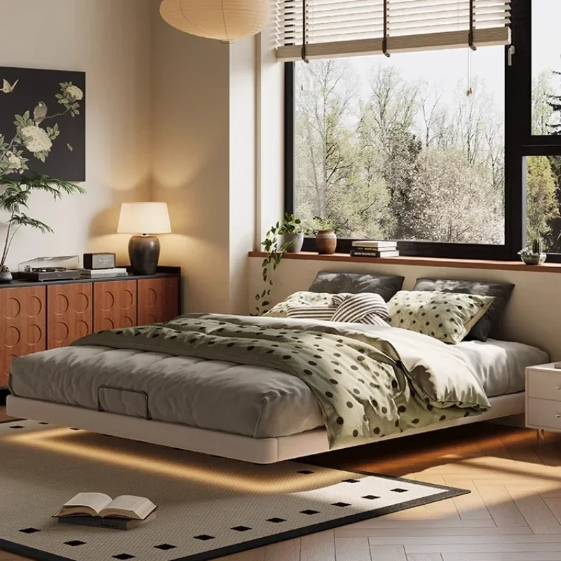 Wabi Sand wind suspended bed frame, no bedside bed, small apartment, master and secondary bedroom, space saving