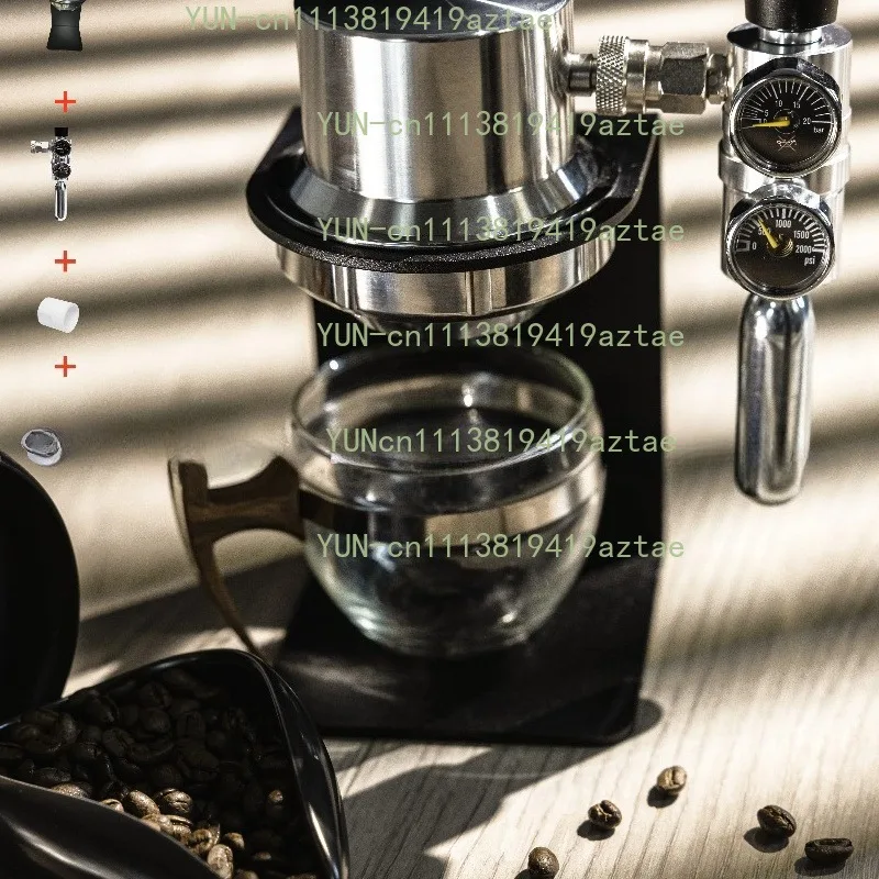 Stainless Steel Portable Pneumatic Coffee Machine, 9Bar Pressure Extraction Italian Espresso Maker for Household Daily Brewing