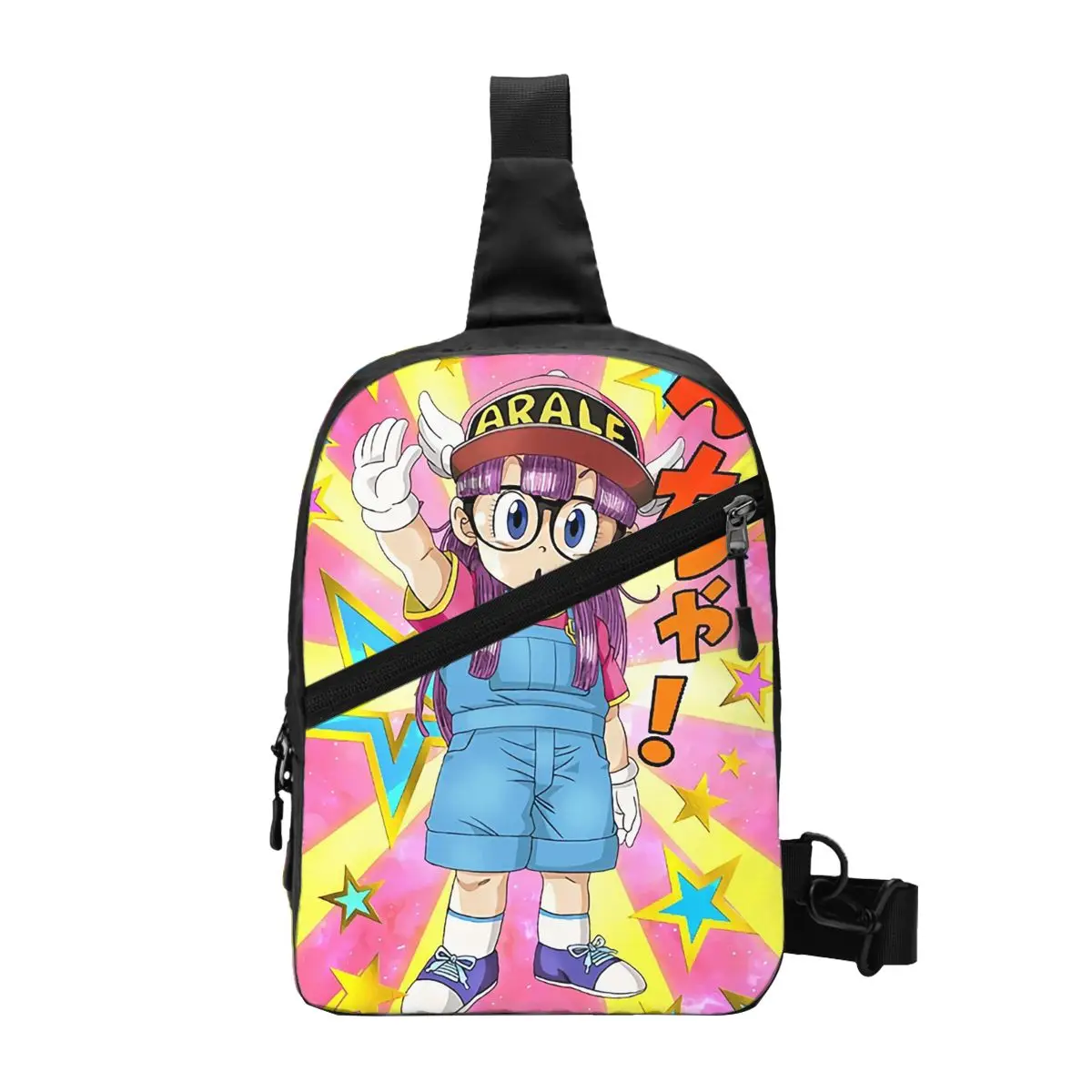 Cute Dr.Slump Robot Girl Arale Hoyoyo Chest Bag Men Sling Crossbody Backpack Chest Bag Travel Hiking Daypack Shoulder Bag