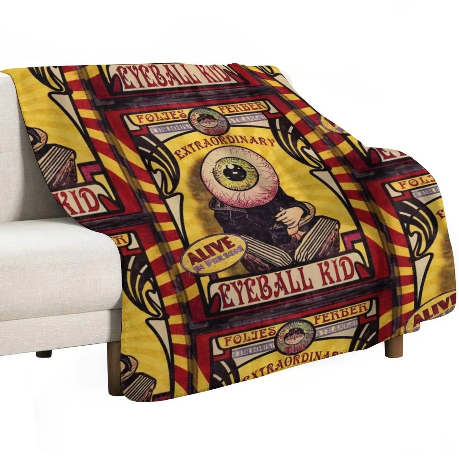 The Extraordinary Eyeball Kid: Sideshow Poster Throw Blanket Soft Big Thin wednesday Decoratives Weighted cosplay anime Blankets