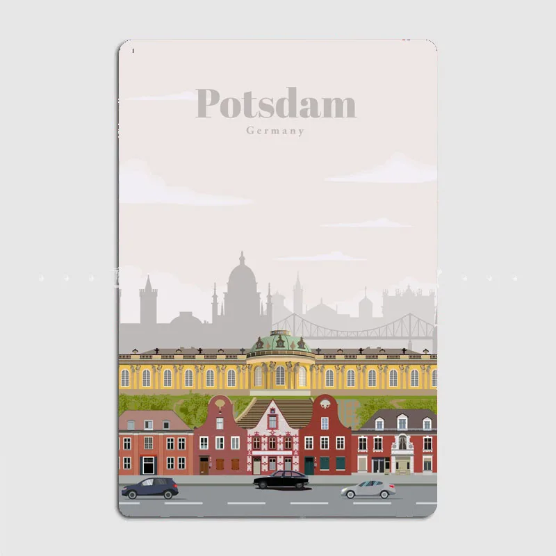 Travel to Potsdam Cityscape Vintage Scenery Poster Metal Sign Mural Plates Club Tin Home Decor Room Decoration Wall Decor