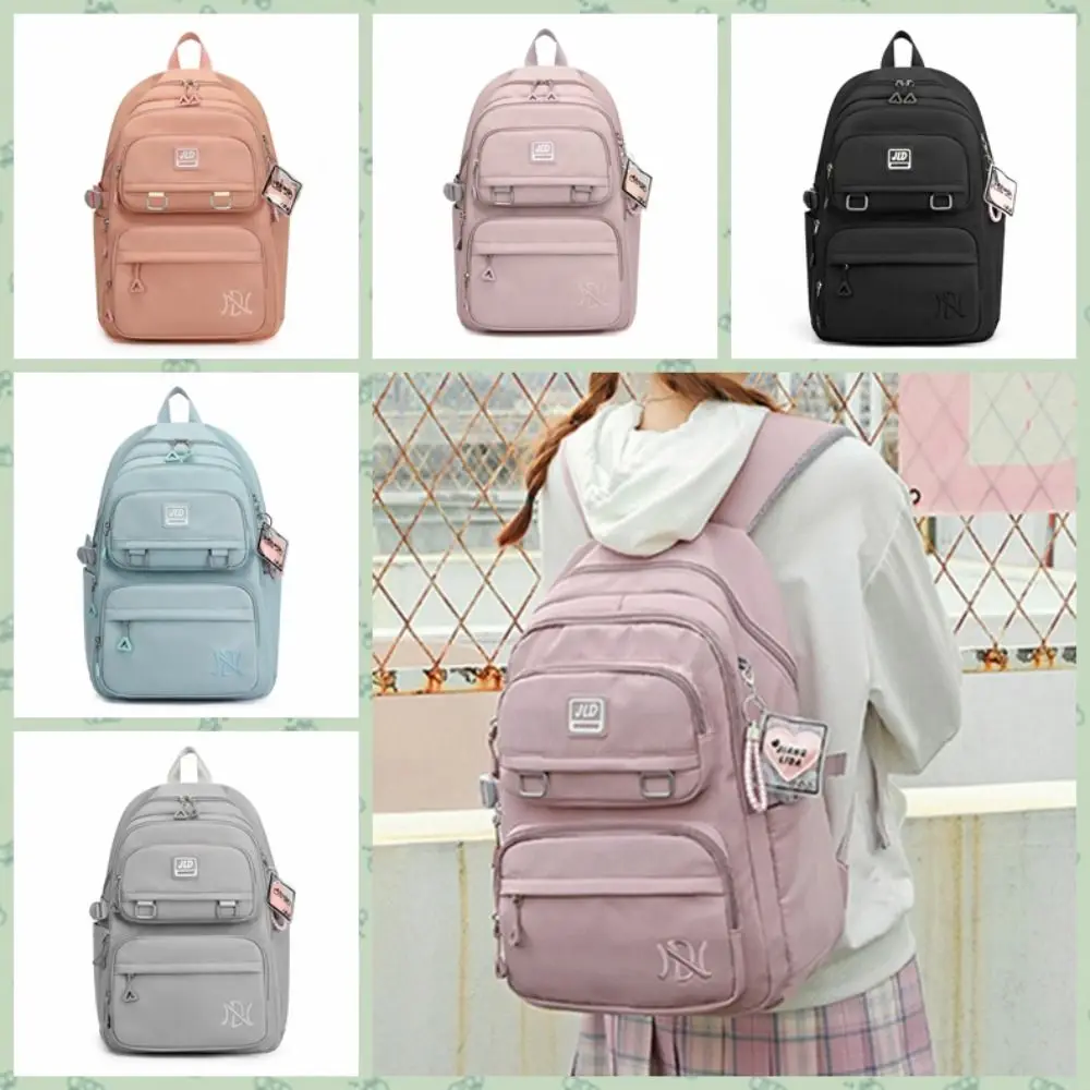 

Large-capacity High School Students Backpacks Wide Shoulder Straps Unisex Teenager Schoolbag Nylon Multi-layered Pockets Bookbag