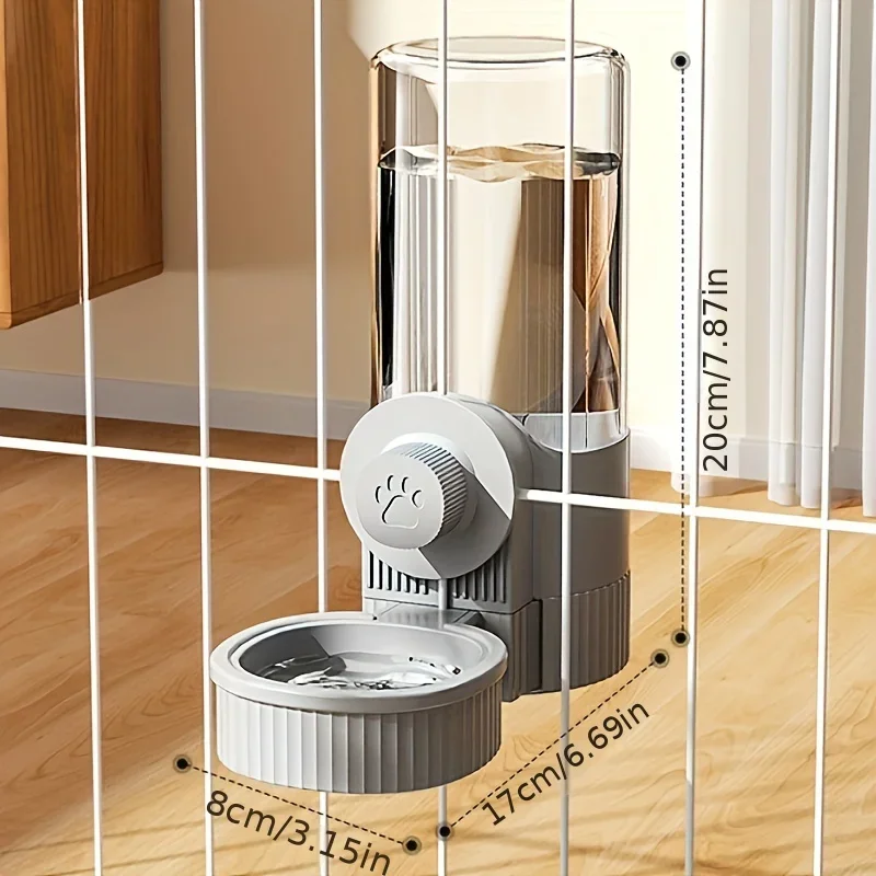 Hanging Cage Automatic Small Pet Food Bowl Water Bottle Dispenser, 520ml Automatic Gravity Pet Feeder and Drinker Set