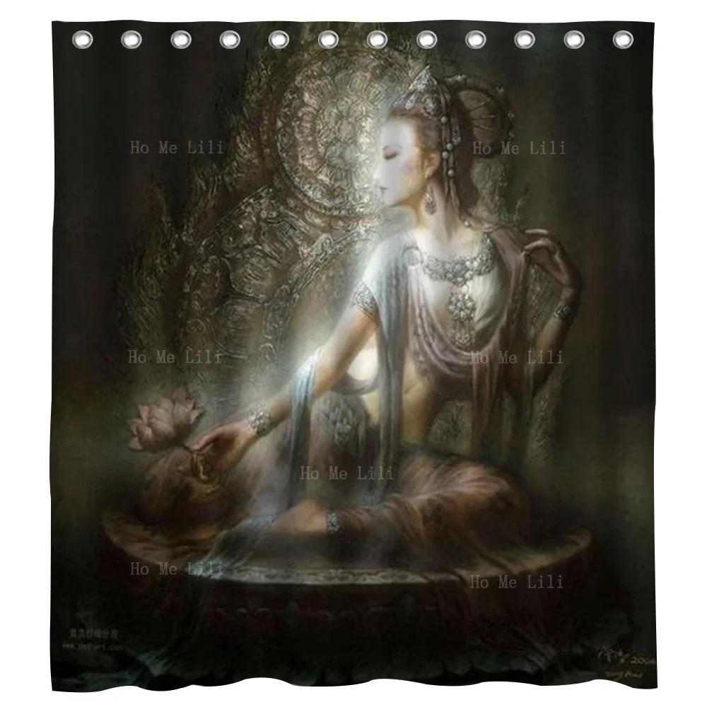 Singing And Dancing Figures Dunhuang Flying Apsaras Shower Curtain By Ho Me Lili For Bathroom Decor