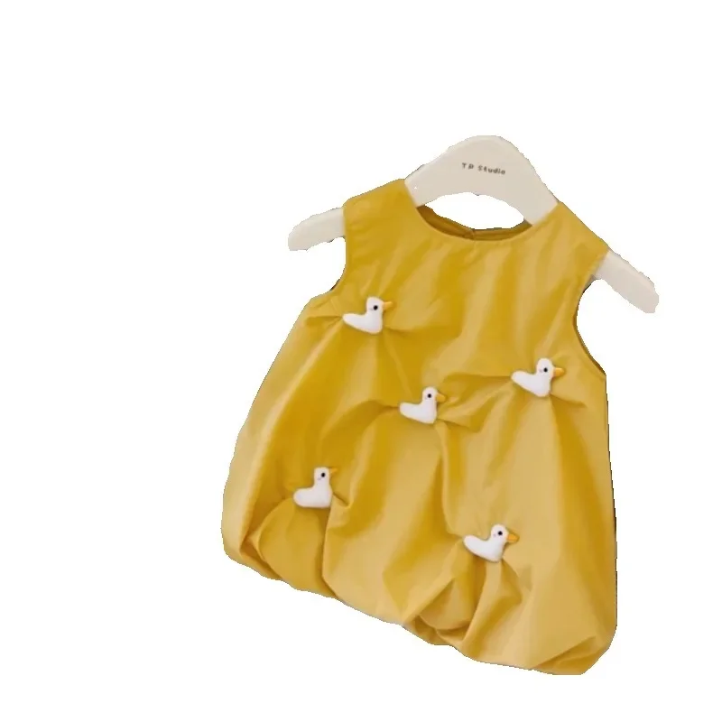 0-6 Year Old Baby Dress Summer Leisure Little Yellow Duck Girl Cotton Dress Children\'s Photography Children\'s Clothing Dress