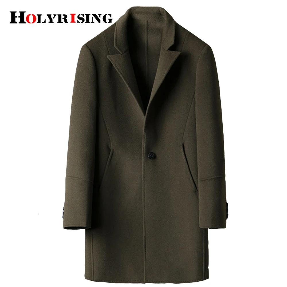 

Men Wool Coat Double-sided Cashmere Winter Casual Solid Color Mens Long s #18218 Holyrising