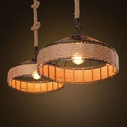 Classical Suspension Pendant Lights Retro Handwoven Hemp Rope Hanging Chandelier Lamp Restaurant Decor E26/E27 Lighting Fixture