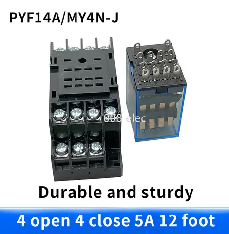 Time Relay 220V / 240V AC Coil 4PDT Power Relay MY4NJ HH54P-L 14 Pin w PYF14A Socket Base