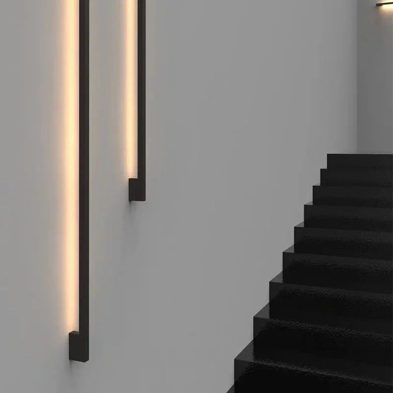 Modern Extremely Narrow Black Long Strip Wall Lamp Corridor Bedroom Bedside Living Room Decoration Bar Shape Lighting Fixtures