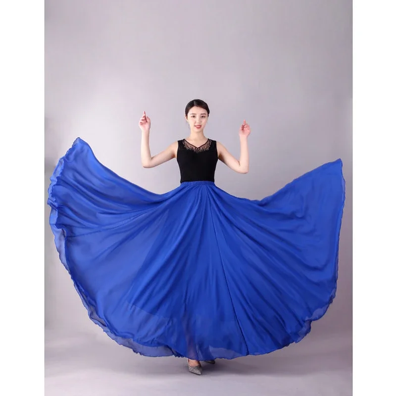 17-farbiges Flamenco-Tanzkostüm Bauchtanz Eleganter Chiffonrock 720-Grad-Schwingrock Cosplay Bühnen-Abendkleid Strandrock – Detail 19