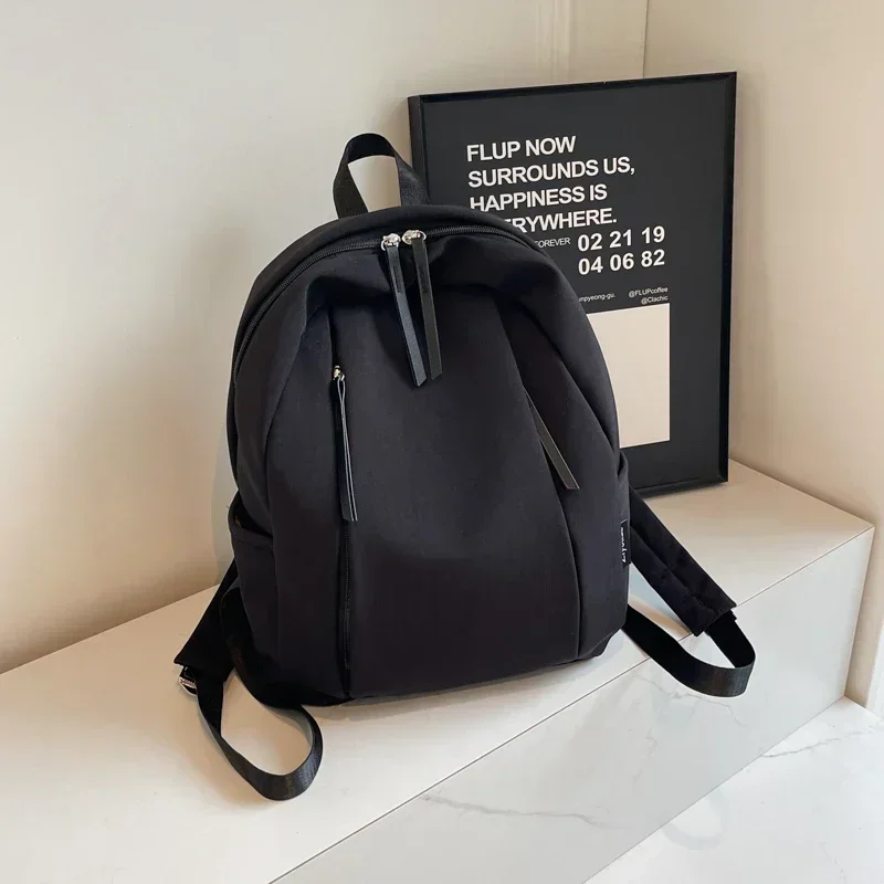 New Nylon Large Capacity Backpack Solid Color Women Versatile Style School Bags High Quality Light  Personality Women Backpack