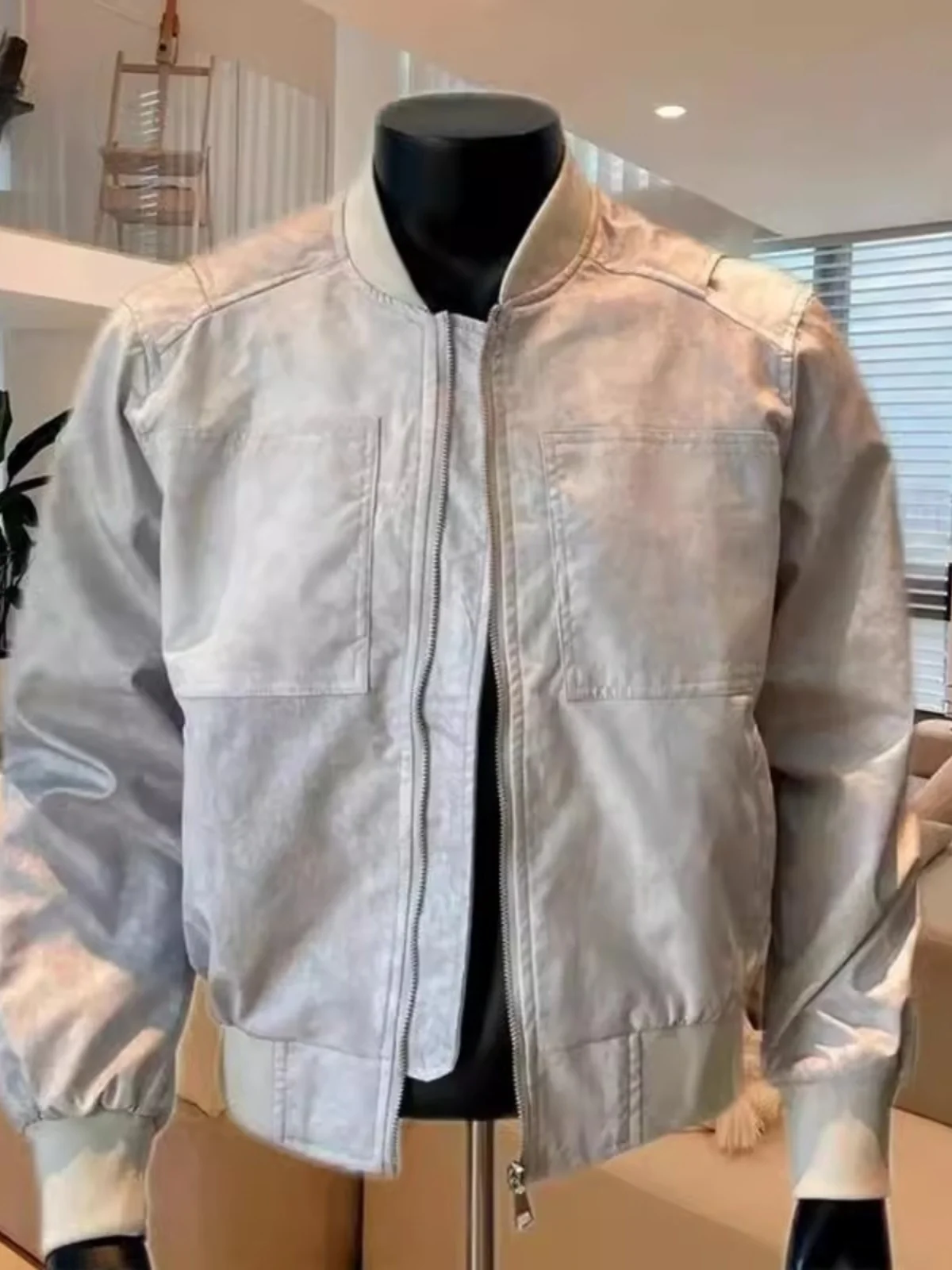 

American Street Sle Men's Baseball Jaet Loose Fit ey Workwear Coat Spring Autumn Cleanfit Faionable Polyester Jaet