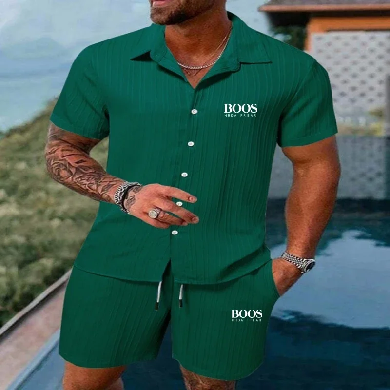 Spring and Summer New Embroidered Short Sleeved Shorts Casual Sports Suit Men's Fashionable Casual Multifunctional Beach Suit To