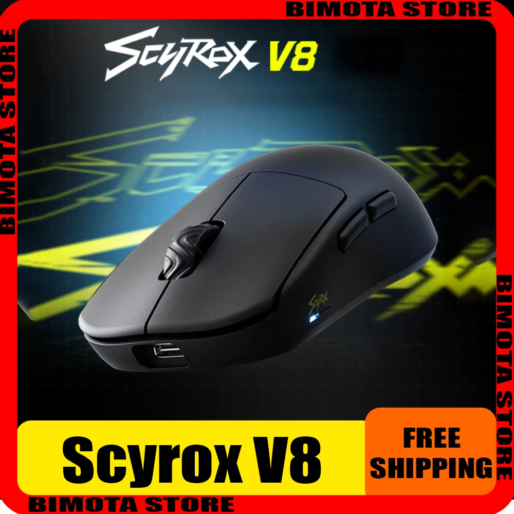 In-Stock Scyrox V8 Mouse 8k Return Dual Mode 36g Paw3950 E-Sports Wireless Mouse Ergonomics Accessory Computer Gamer Mice Office