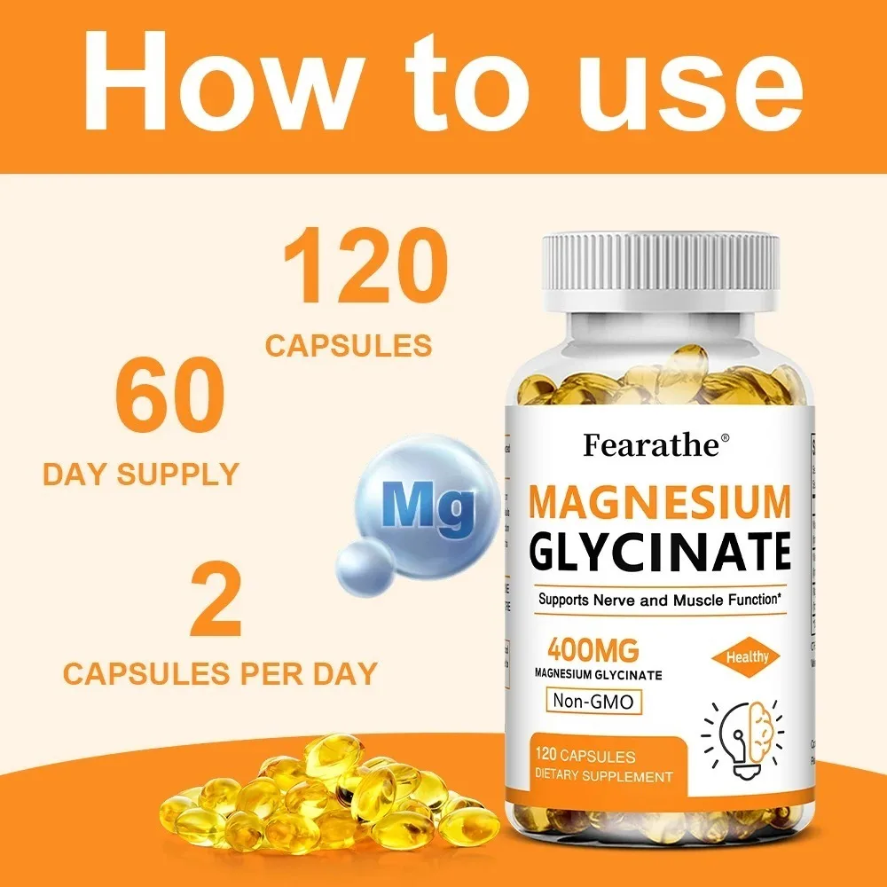 Magnesium Glycinate 400mg Softgels with Vitamin D3 & B6, High Absorption, Supports Sleep, Muscle & Calm,Bone Health,120 Capsules