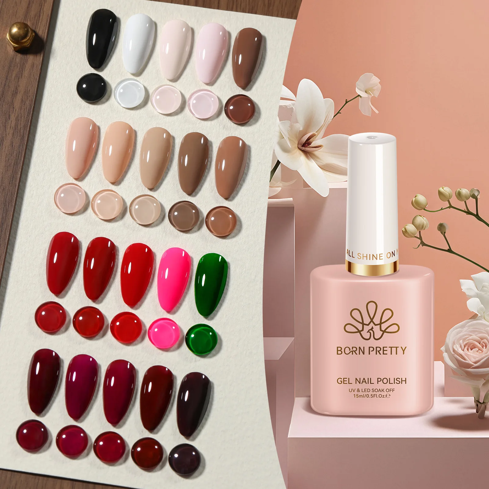 BORN PRETTY nail polish glue popular color phototherapy glue nail polish solid color glue, one bottle of one color