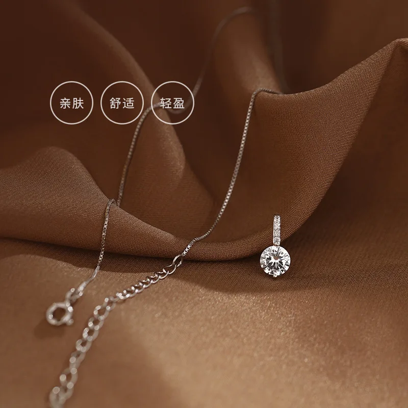 50 points moissanite s925 sterling silver necklace with GRA certificate for women all-match high-grade ladies winter New