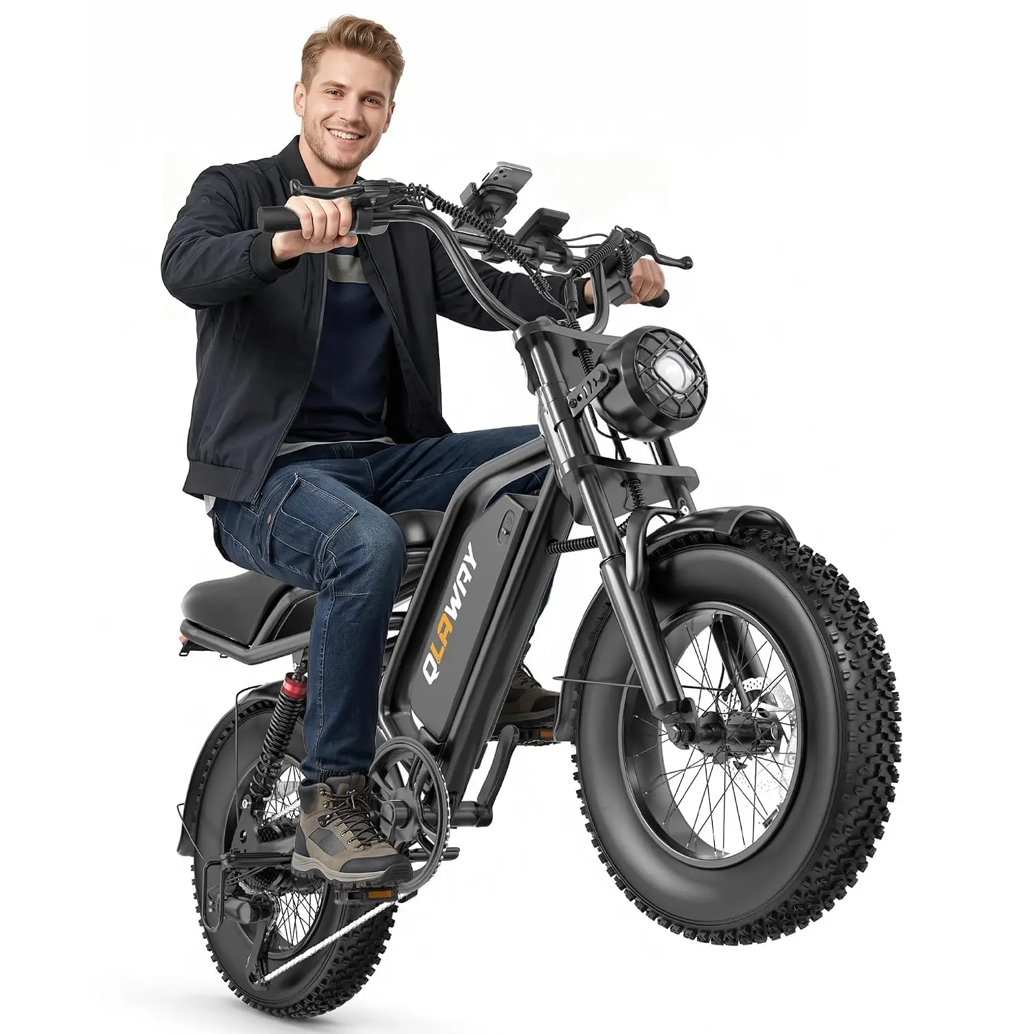 16'' Fat Tire Electric Bike, 1000W Motor 20MPH 40 Miles, 48V 13.5AH Battery Full Suspension Mountain Ebike, Customized