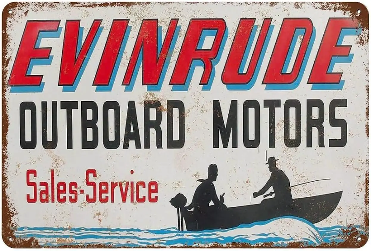 Metal Sign 1964 Evinrude Outboard Motors Tin Sign Nostalgic Metal Tin Vintage Aluminum Sign For Home Coffee Wall Decor 8X12 sign