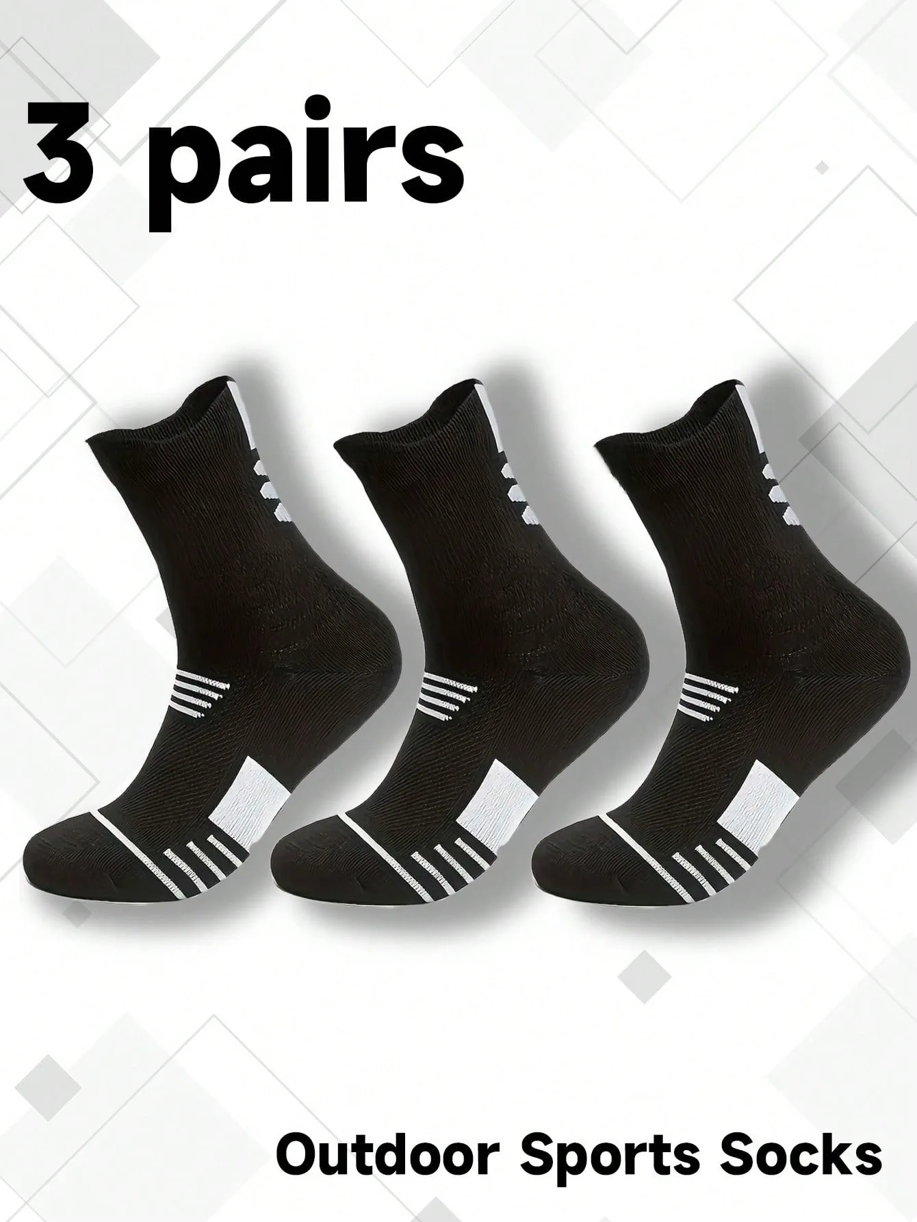 3 Pairs Men's Mid-calf Towel Socks Four Seasons Universal High Top Basketball Outdoor Sports Socks Fashion Trend