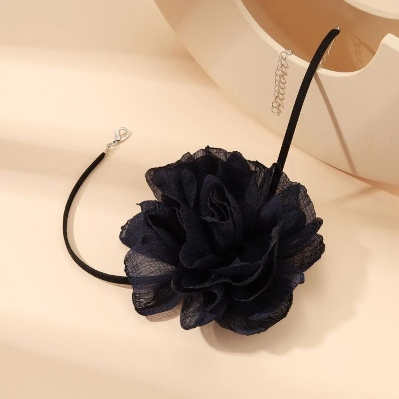 Boho Flannel Flower Choker Necklace Sexy Flower Collar Necklace Lace Collar Choker Costume Jewelry for Women Girl