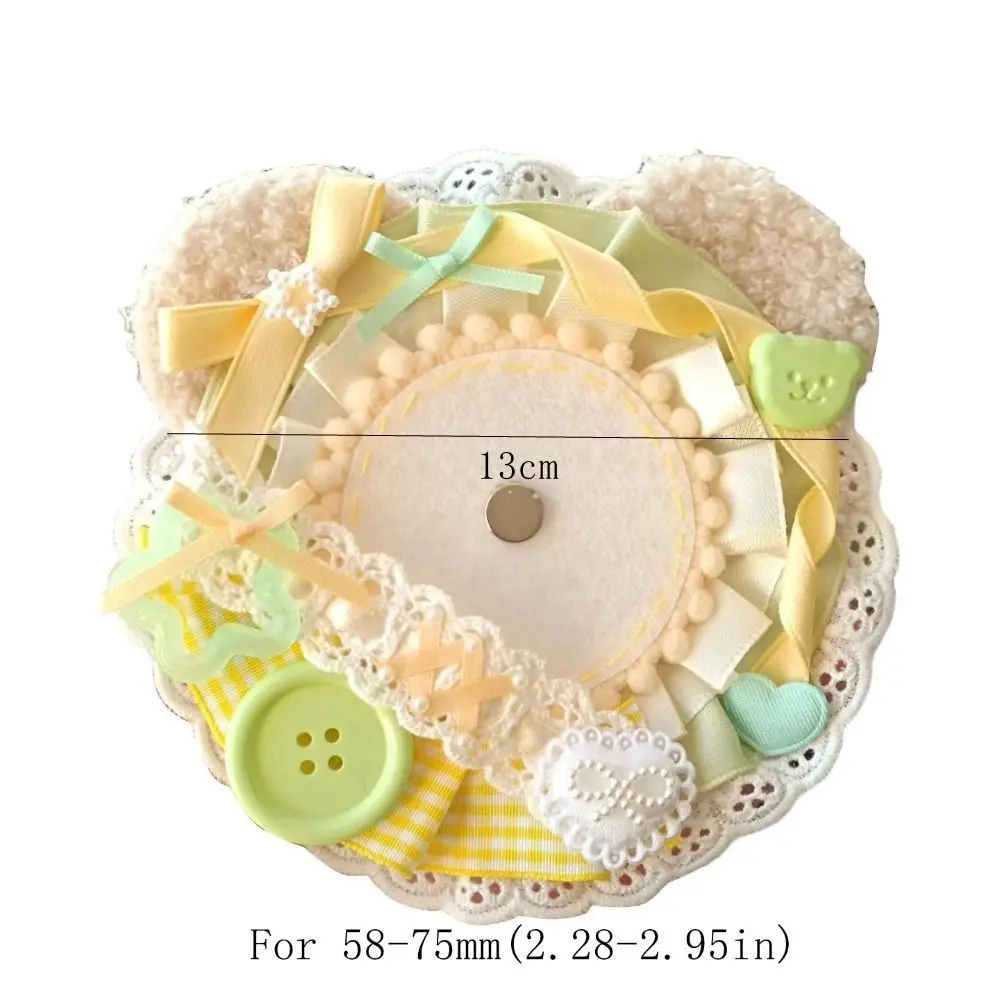 DIY Cute Badge Holder Lacework Cartoon Bear Anime Pins Display Base Luxury Kawaii Badge Decoration Tray Pin Protector