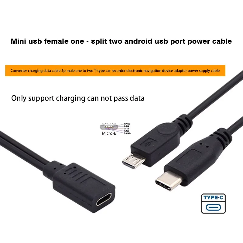 Usb صغير نوع c أنثى إلى مايكرو usb ، usb type-c ، usb-c ، usb-c ، usb-c ، usb-b ذكر ، تنزيل البيانات ، كابل امدادات الطاقة