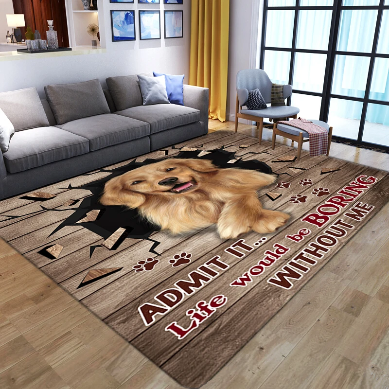 3D Cartoon Cute Dog Print Carpet Child Game Area Rug Baby Play Mat Soft Flannel Memory Foam Carpets for Home Living Room Bedroom